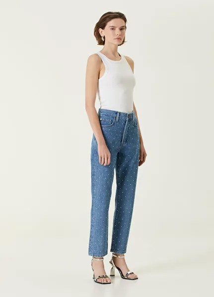 Прямые джинсы с эффектом каменного кроя Frame Denim, синий