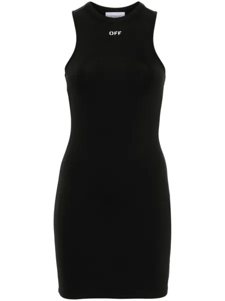 Off-White платье мини Sleek Rowing с логотипом, черный