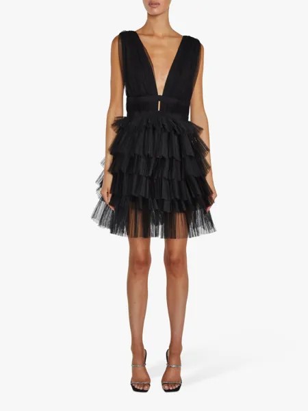 Мини-платье из тюля True Decadence Elle с глубоким вырезом спереди, черный