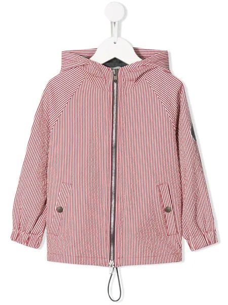 Brunello Cucinelli Kids куртка в полоску с капюшоном