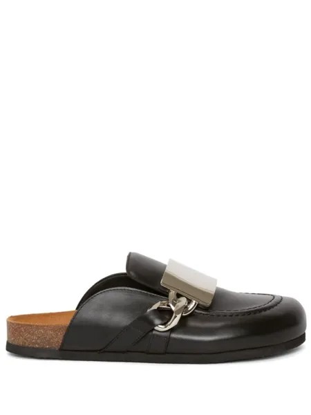 JW Anderson мюли Gourmet Chain с миндалевидным носком, черный
