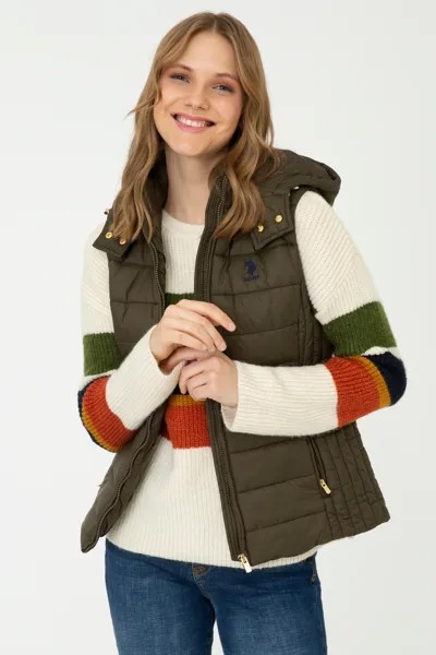 Утепленный жилет женский U.S. POLO Assn. G082GL0100EBONY21K хаки 34 EU