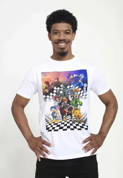 Футболка с принтом Kingdom Hearts Group Checkers Unisex Disney, белая