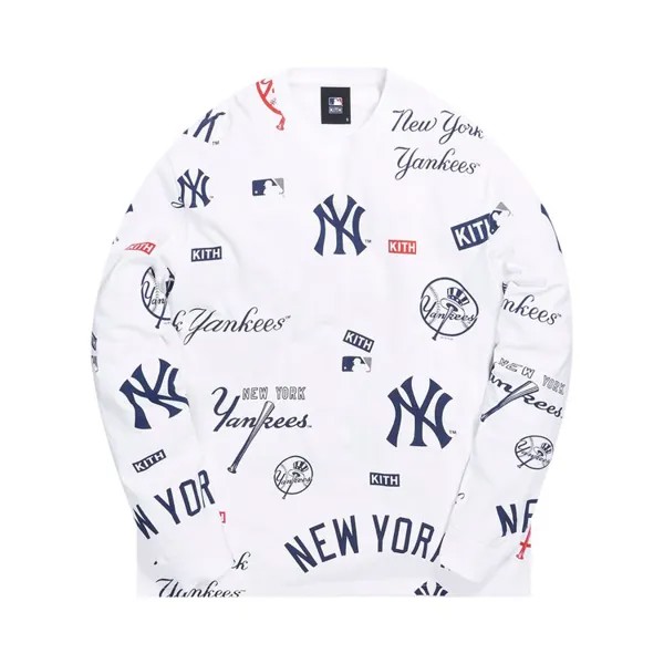 Лонгслив Kith For Major League Baseball New York Yankees All Over Long-Sleeve Tee 'White', белый