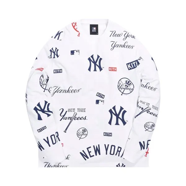 Лонгслив Kith For Major League Baseball New York Yankees All Over Long-Sleeve Tee 'White', белый