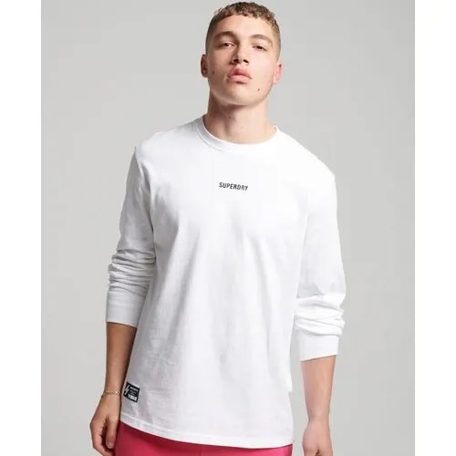 Лонгслив Superdry, хлопок, однотонный, размер XL (54), белый