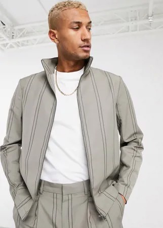 Серая олимпийка в полоску от комплекта ASOS DESIGN-Серый