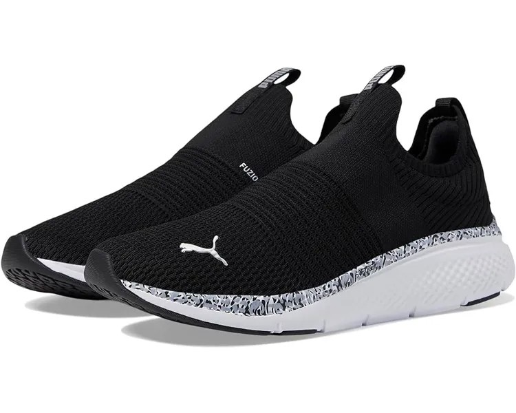 Кроссовки PUMA Softride Pro Echo Slip-On Feline Fine, цвет Puma Black/Puma White/Puma Silver