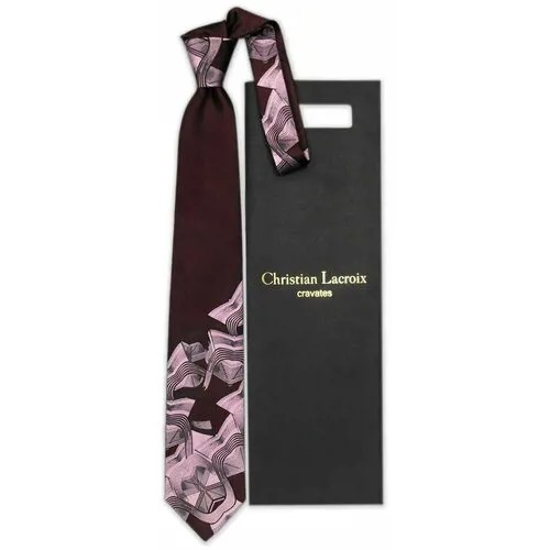 Стильный бордовый галстук с розовым узором Christian Lacroix 836582