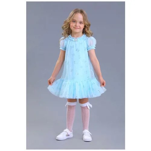 Платье Маленькая Леди, размер 122, голубой