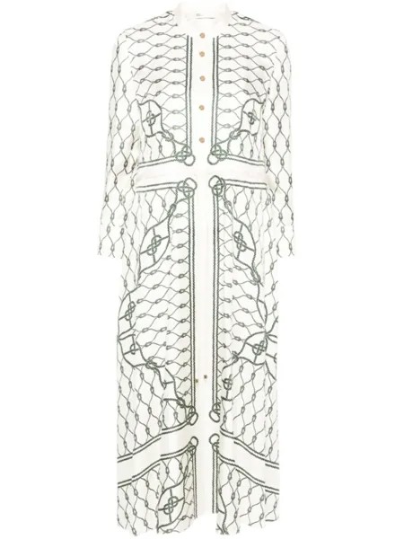 Tory Burch шелковое платье-рубашка с принтом Knot, нейтральный цвет