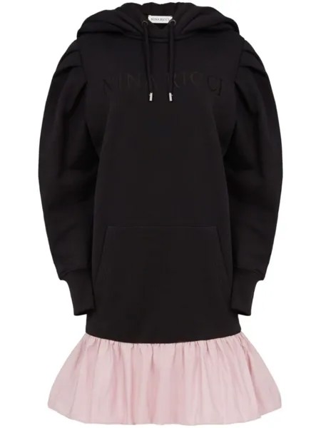Nina Ricci платье-толстовка мини с логотипом, черный