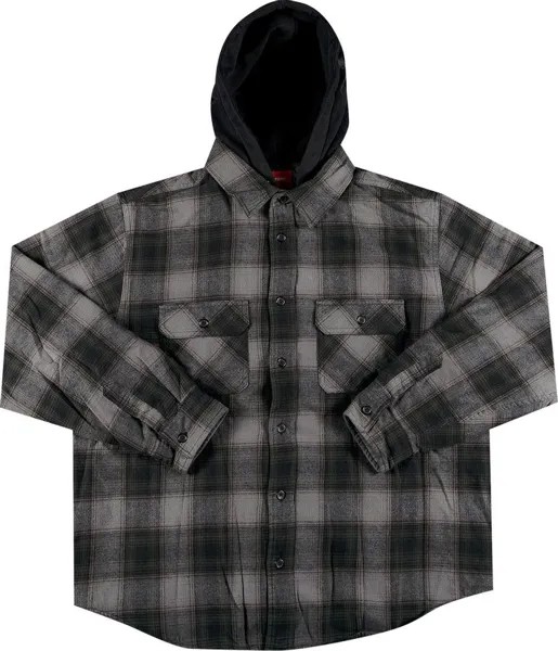 Рубашка Supreme Hooded Flannel Zip Up Shirt 'Black', черный