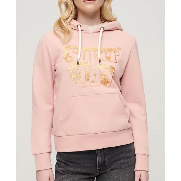 Худи Superdry Retro Glitter Logo, розовый