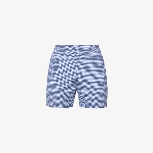 Классические плавки-шорты прямого кроя с графическим принтом Frescobol Carioca, темно-синий