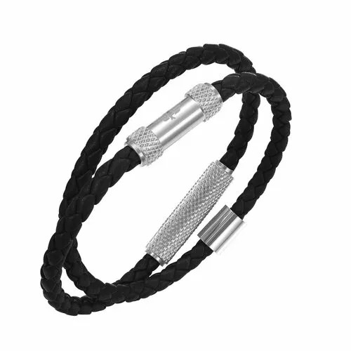 Плетеный браслет Police URBAN TEXTURE, 1 шт., размер M, черный, серебристый
