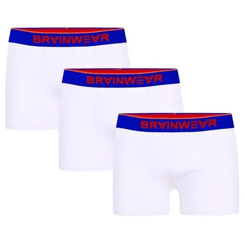 BRAINWEAR Набор трусов Боксеры-брифы, профилированный гульфик, 3 шт., размер L, белый