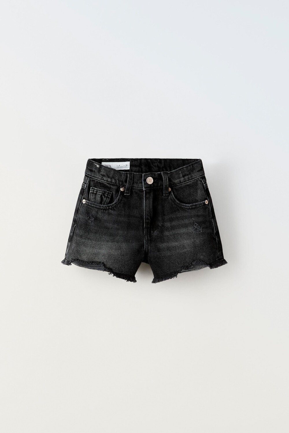 Шорты-бермуды из потертой джинсы ZARA, черный