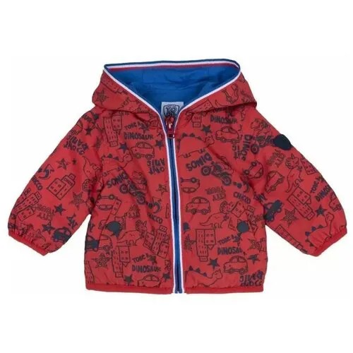 Куртка Chicco для мальчиков, с машинками, размер 074, цвет красный