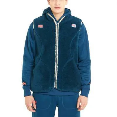 Мужская синяя повседневная спортивная верхняя одежда Puma HH X Sherpa Full Zip Vest 53284365