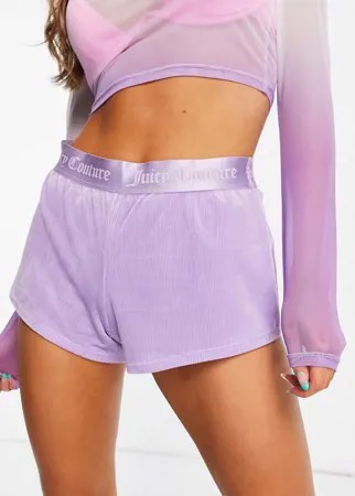 Велюровые шорты в рубчик сиреневого цвета Juicy Couture-Фиолетовый цвет