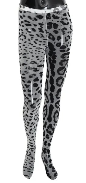 DOLCE - GABBANA Носки Нейлоновые серые сетчатые колготки с леопардовым принтом Женские s. Рекомендованная розничная цена: 250 долларов США.