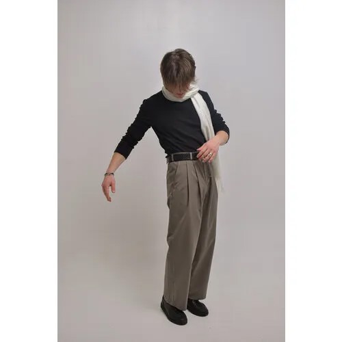 Шаровары POGARTI Широкие костюмные брюки с защипами, размер S, серебряный, серый