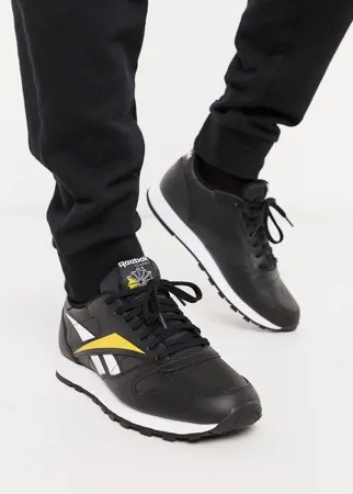 Черные кожаные кроссовки с логотипом Reebok Classic-Черный