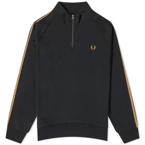 Свитшот Fred Perry с клетчатой ​​тесьмой и полумолнией, черный