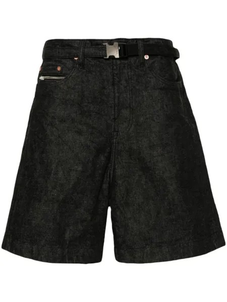 Sacai джинсовые шорты с поясом, черный