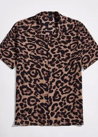 Пуговица Леопардовый Отпуск Мужские рубашки