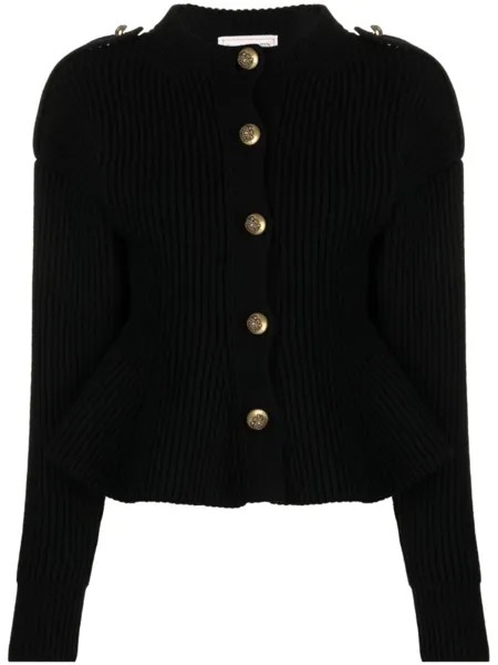 Alexander McQueen кардиган в рубчик с круглым вырезом, черный
