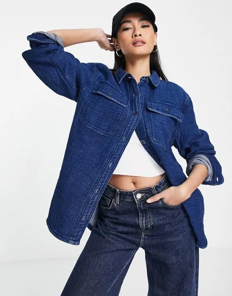 Джинсовая рубашка навыпуск синего выбеленного цвета Madewell-Голубой