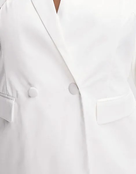 Белый атласный удлиненный пиджак Pieces Curve Bride To Be