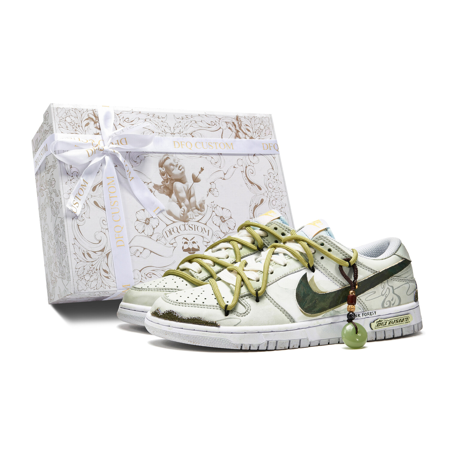 Кроссовки Nike Dunk Skateboarding Shoes Women's Low-top White/green, зеленый