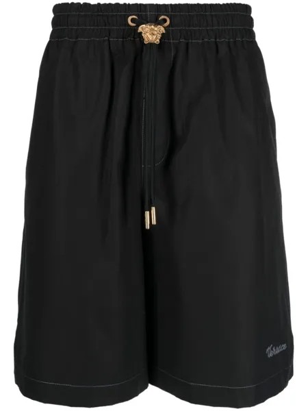Versace спортивные шорты La Colonna с вышивкой, черный