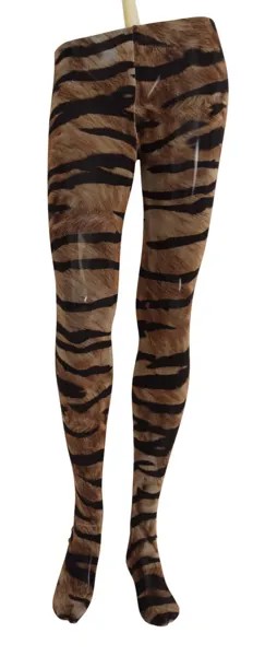 DOLCE - GABBANA Носки Нейлоновые коричневые чулки с тигровым принтом Колготки s. Рекомендуемая розничная цена М: 250 долларов США.
