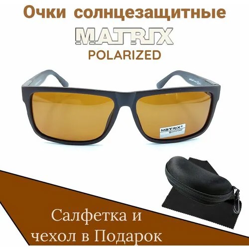 Солнцезащитные очки Matrix, квадратные, оправа: металл, спортивные, с защитой от УФ, поляризационные, коричневый