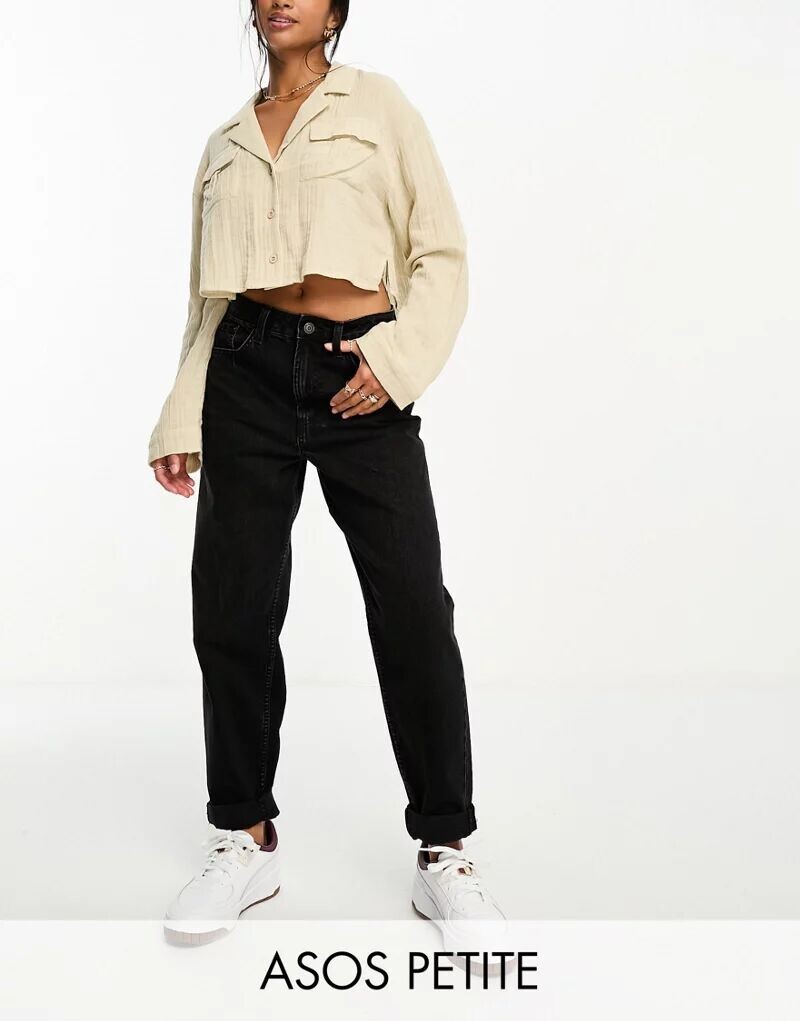 Черные джинсы свободного кроя ASOS DESIGN Petite