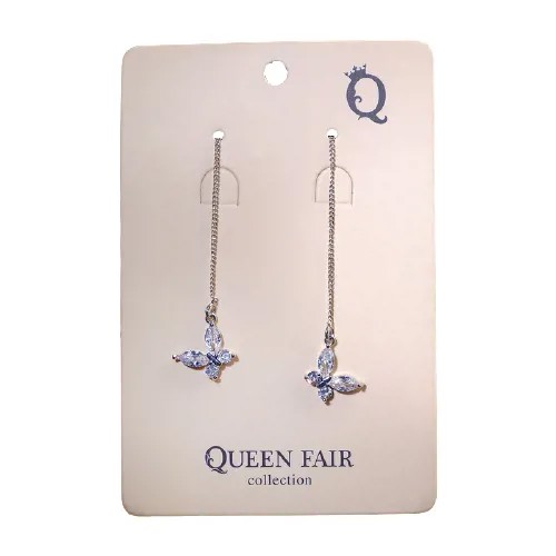 Серьги цепочки Queen Fair, стекло, пластик, белый