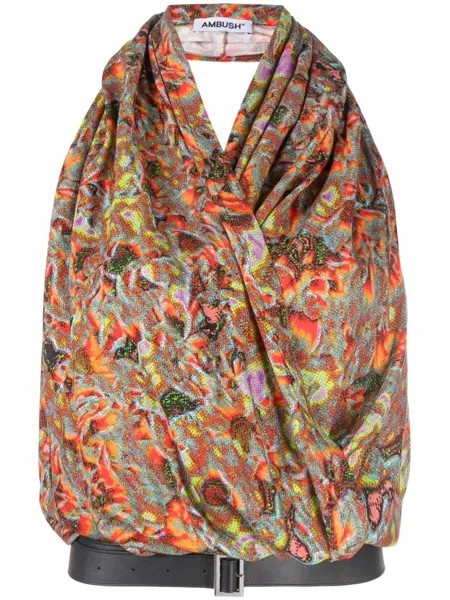 AMBUSH PRINTED BELTED TOP MULTICOLOR NO COLOR