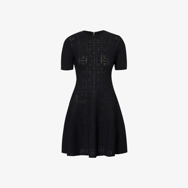 Трикотажное платье мини с короткими рукавами и монограммой Givenchy, черный
