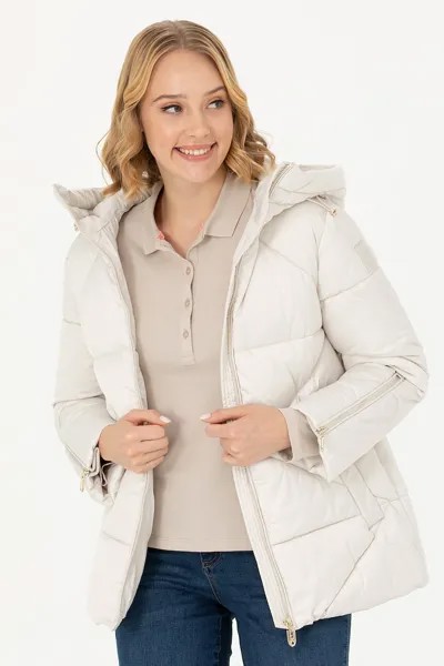 Стеганая зимняя куртка с капюшоном U S Polo Assn , белый