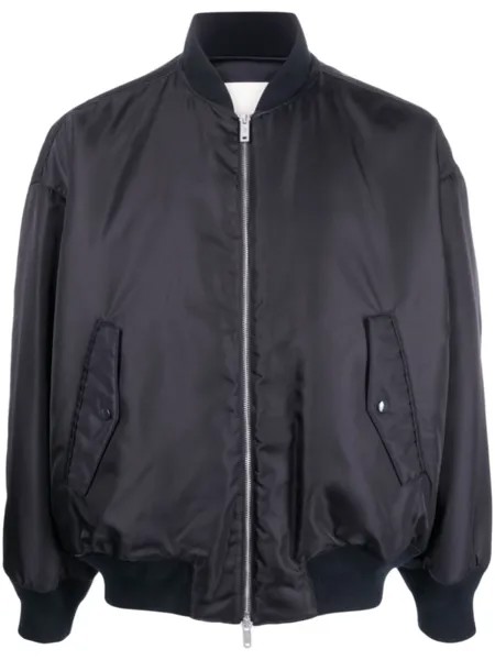 Emporio Armani атласный бомбер на молнии, синий