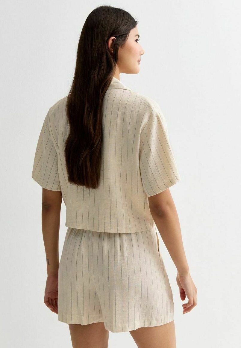 Рубашка Stripe Crop New Look, кремово-белая