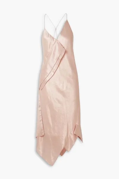 Jimboy асимметричное драпированное платье миди из смесового шелка и ламе Roland Mouret, цвет Blush