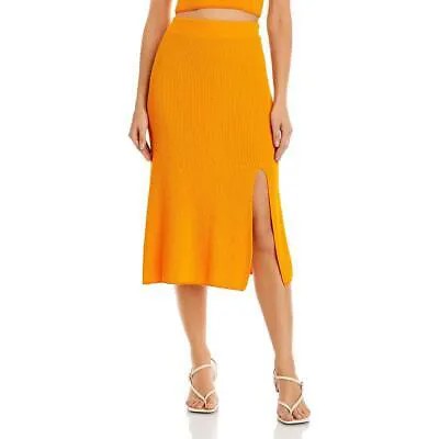 Женская оранжевая трикотажная юбка миди в рубчик Rag - Bone трапециевидной формы XS BHFO 7787