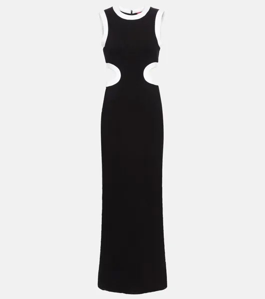 Платье макси Dolce из джерси с вырезами STAUD, черный