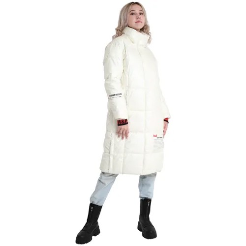 Куртка  New sheek, демисезон/зима, удлиненная, силуэт свободный, стеганая, утепленная, ветрозащитная, капюшон, съемный капюшон, карманы, манжеты, размер L, коричневый