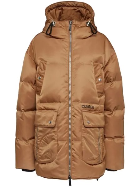 DSQUARED2 стеганое пальто с капюшоном, коричневый